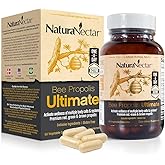 NaturaNectar - Ultimate Bee Propolis Capsules - NSF Contents Certified -Brazilian Red, Brown, & Green - Gluten-Free Supplement with Flavonoids - Naturally Sourced Through Ethical Beekeeping (60pcs.)