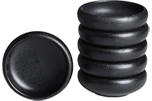 Uaral Soy Sauce Dishes Sushi Dipping Bowl Pinch Bowl Stoneware Black Small Serving Dish Set 3.75 Inch(4.5 oz,Texture Black)