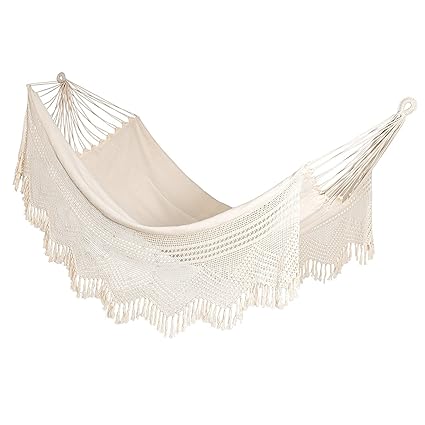 Oak N Oak Handmade Cotton Hammock Swing With Crochet/Outdoor (Double Person Use)