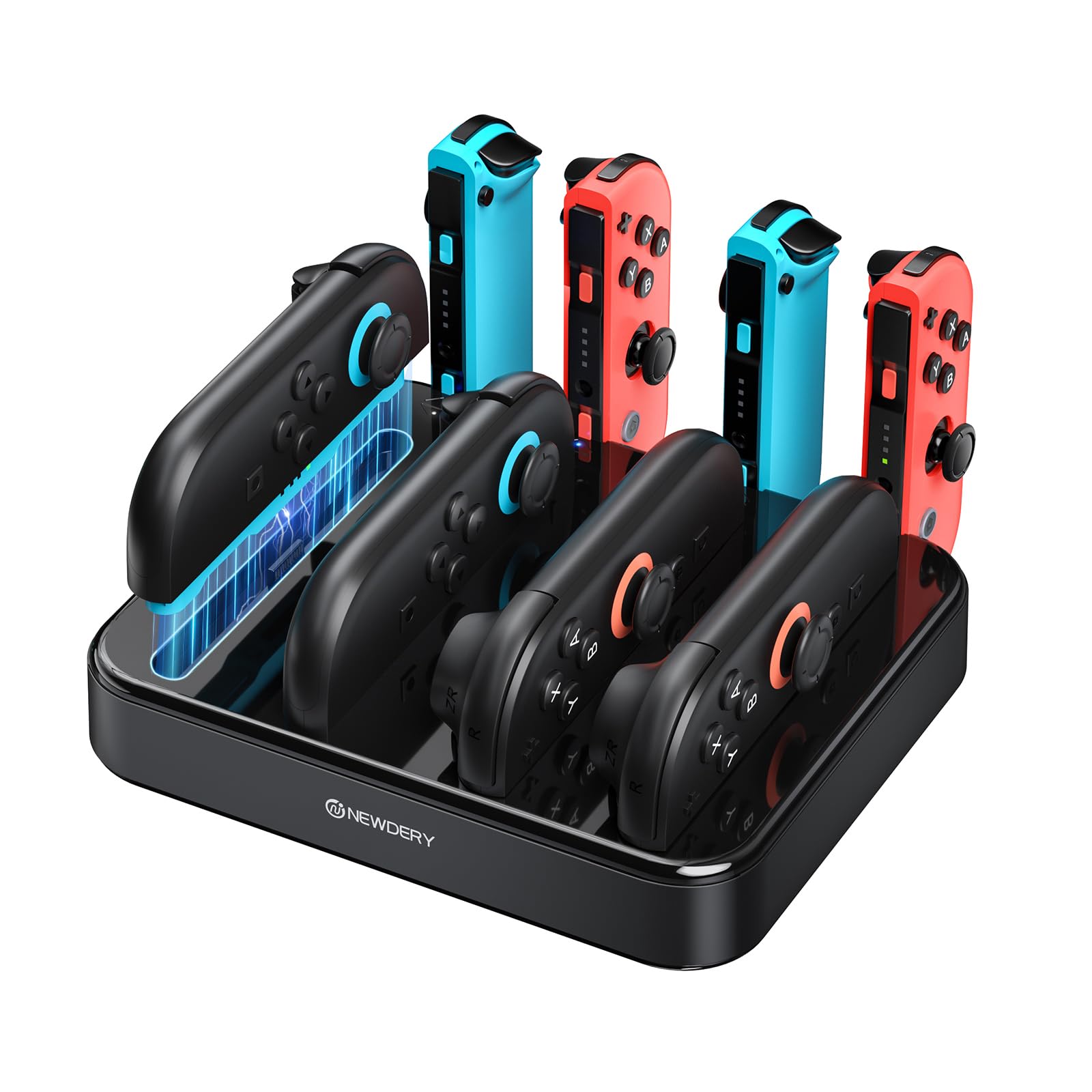[Für Switch 1/2] NEWDERY 8-in-1-Ladestation für JoyCon 2 & 1