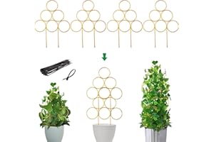 INSLAT 4 Pack Small Trellis for Potted Plants, Stackable House Plant Trellis w/Cable Ties for Climbing Plants Indoor, Gold Monstera Trellis Plant Support Stakes for Indoor Plants