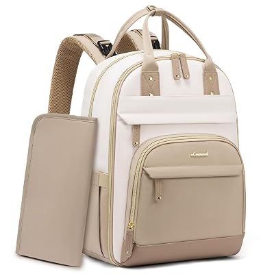LOVEVOOK Diaper Bag Backpack, Baby Bag with Changing Pad, Large Diaper Backpack Boy Girl, Waterproof Baby Registry Bag for Mom Dad with Stroller Buckles, Beige-khaki