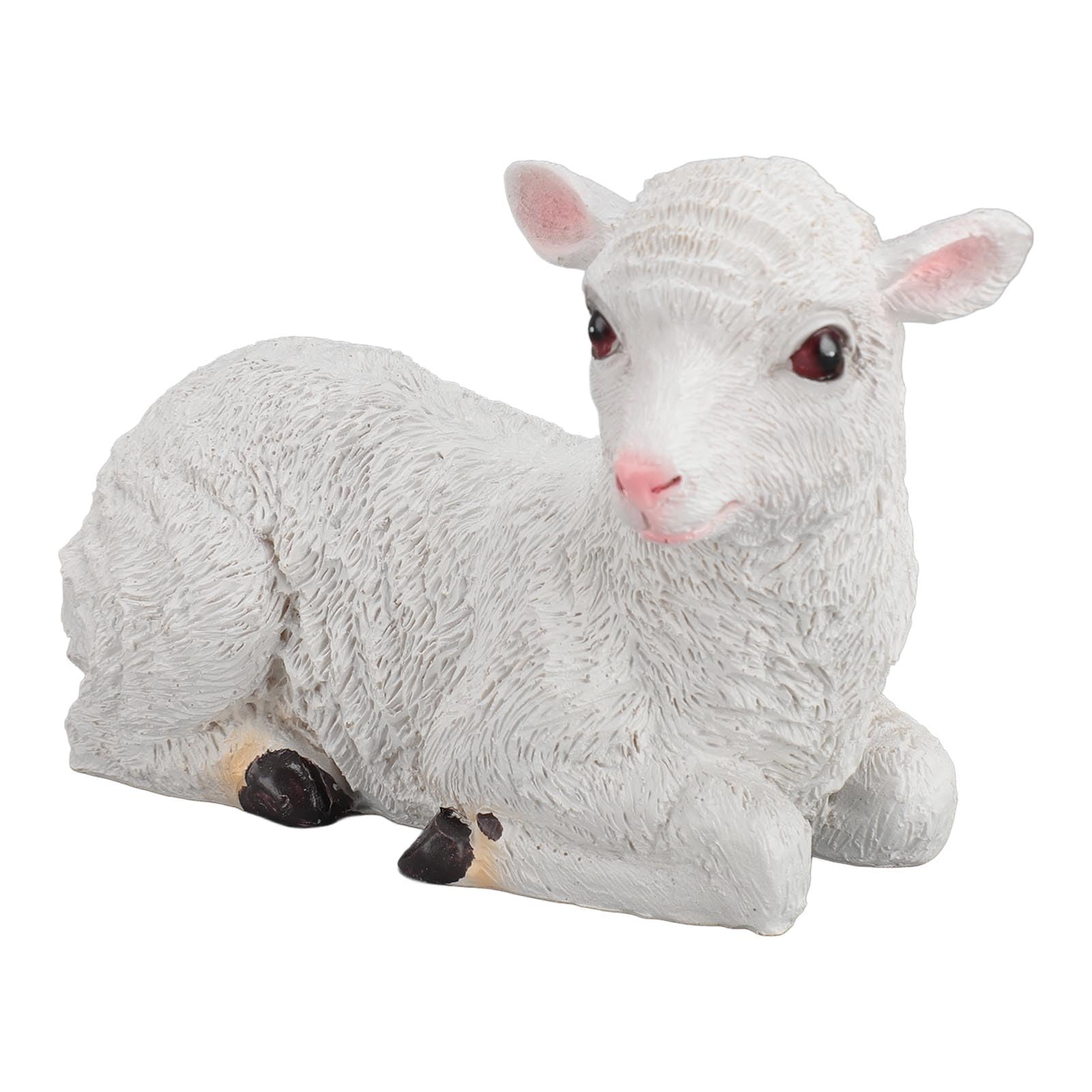 Pssopp Sheep Figurine Lying Down Lamb Garden Sculpture Resin Sheep Ornament Animal Sheep Lawn Ornament Garden Sheep Statue for Outdoor Indoor (24x12x15cm / 9.4x4.7x5.9in)