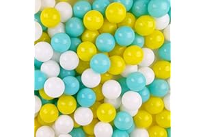 MEOGETY Ball Pit Balls 100,Crush Proof Plastic Balls for Babies Toddlers 1-3 with Mesh Bag, 3 Colors (2.17 inch) Macaron Green White and Yellow