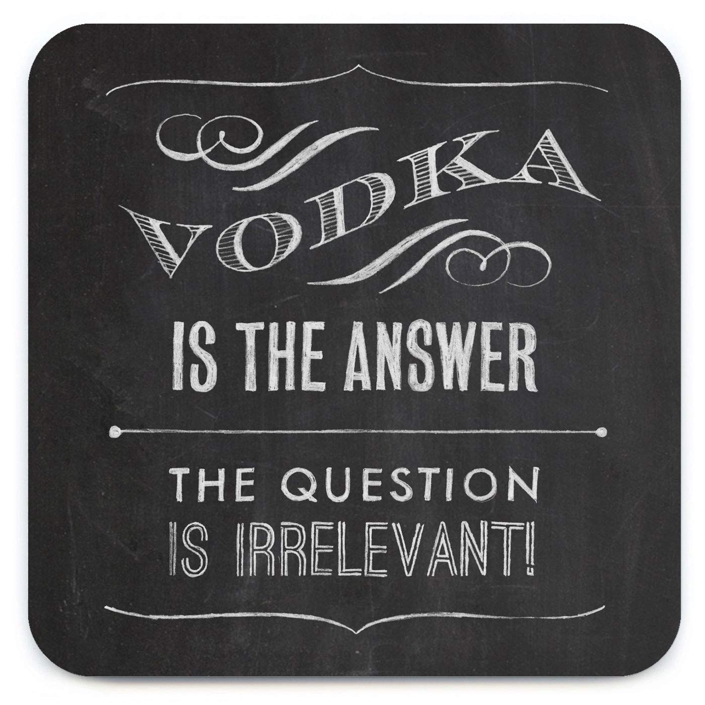 Brainbox Candy - Funny 'Chalk Vodka Answer Coaster' - Small Gift Ideas For Him Her - Friends Birthday - Housewarming Present - New Home Gift - Funny Gifts For Women Men