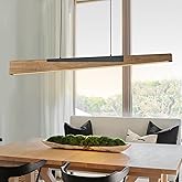 EDISLIVE 49.2 in Wood Linear LED Pendant Light Modern Dimmable LED Chandelier Adjustable Linear Hanging Light Fixture 3000K 2