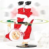 SdeNow Singing Dancing Inverted Rotating Santa Claus Christmas Animatronics Musical Breakdancing Santa Electric Animated Dancing Christmas Toy with Music for Kids and Holiday Party
