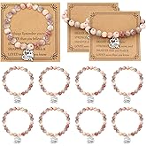 Equsion 12 Pieces Cheer Bracelet Cheerleader Gifts Cheerleading Bracelet Cheer Charm Jewelry for Cheerleader Team Woman Valentines Day Gifts(Pink)