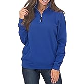 Samefar Womens Warm Cozy High Neck Long Sleeve Solid 1/4 Zip Pullover Sweatshirts with Pockets