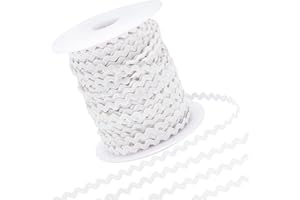 GORGECRAFT 50Yard Rick Rack Trim Ribbon Wave Sewing Bending Fringe Trim 3.5mm for Sewing Flower Making Wedding Party Lace Rib