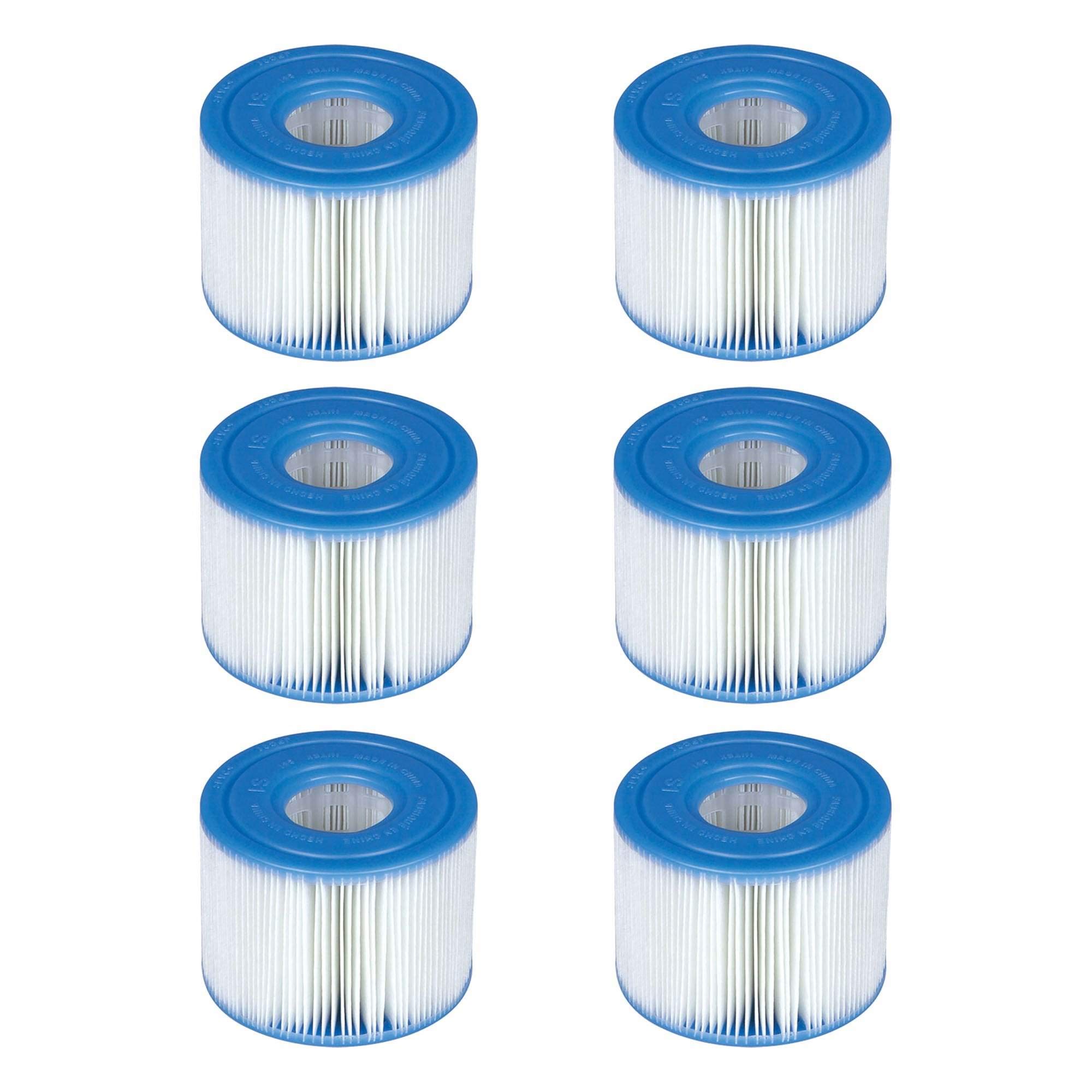 Intex 29001000000 B01DEMGBAI Intex-29001E PureSpa Type S1 Easy Set Pool Filter Cartridges, (6 Fil, 1-Pack, blue