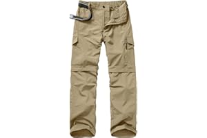 LINLON Mens Hiking Pants Quick Dry Lightweight Fishing Convertible Zip Off Safari Trousers