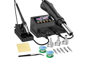 Daxiongmao 2 in 1 Hot Air Rework and Soldering Iron Station with °F /°C, Cool/Hot Air Conversion, Digital Temperature Correction and Sleep Function, Gift for Men