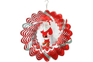 FONMY Wind Spinner 3D Stainless Steel Christmas Decoration Garden Decoration Indoor Outdoor Hanging Ornament Worth Gift 12inch Santa Claus Metal Wind Spinners