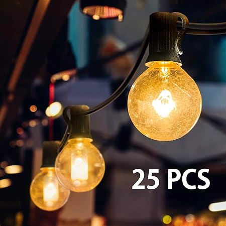 Lichterkette Außen, Mture Lichterkette 25 Globe Garten Lichterkette Warmweiß, Innen-und Außen Deko Glühbirne für Zuhause, Par