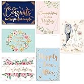 Fancy Land Wedding Greeting Cards Engagement Congratulations Notes for Couple with Golden Envelopes 24Pcs