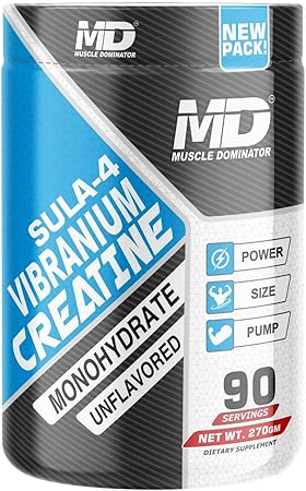 Muscle Dominator Sula-4 Series | Vibranium Creatine Monohydrate | Unflavoured | 3000 mg Supplement | 270 gm | 90 Servings | Pre/Post Workout | Muscle Repair & Recovery