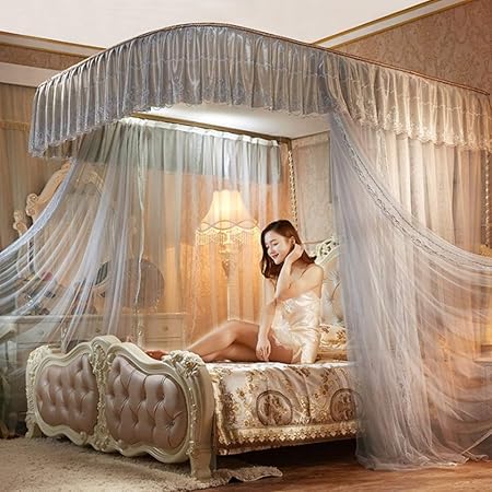 Amazon De Luxuxmoskito Bett Uberdachungs Netz 4 Ecken Pfosten Bettuberdachungen Prinzessin Art Schlafzimmer Dekoration Fur Erwachsene U Madchen Fur Zwilling 1 2 0m