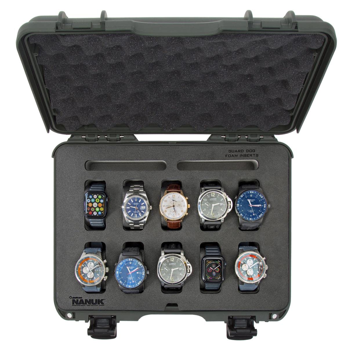 NANUK 910 Waterproof Watch Travel Case - 10 Slot Watch Briefcase, Impact-Resistant, Dustproof, Carry-On Approved, Premium Foam Interior, 14.3