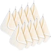 Tatuo 10 Count Exfoliating Wash Cloths for Body and Face Facial Bath Scrub Soft Weave Loofah Towel Exfoliate Bath Towel Remove Dead Skin Wash Cloth for Women Man (White Edge)