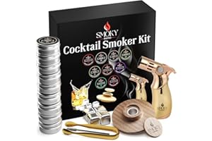 SmokyBistro Cocktail Smoker Kit with Torch Plus 9 Flavors Drink Smoker Wood Chips, Deluxe Old Fashioned Cocktail Kit, Whiskey Smoker Kit for Home Bar, Man Cave, Bourbon Smoker Box Torch (No Butane)