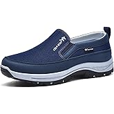 Mens Slip on Casual Shoes Arch Support Casual Lightweight Breathable Canvas Loafers Orthopedic Sneakers Flats Boat Shoes Comfortable Hiking Walking Sneakers Outdoor Fashion