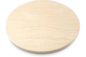 Koville 16'' Beige Marble Lazy Susan Travertine Turntable for Kitchen Dinning, Marble Lazy Susans Organizer for Cabinet, Serv