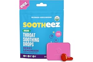 LOLLEEZ Sootheez Organic Throat Soothing Drops for Adults, Berry Lemonade, 25 Count, Refillable, Great Tasting Drops That Sooth Sore Throats