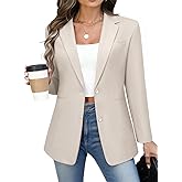 Kelyaa Women's Casual Business Blazer Notched Lapel One Button Open Front Long Sleeve Blazers Office Work Suit Jackets