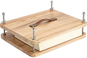FUXAFU Wooden Book Press - 14.7x11.4 Large Craft Press with Comfort Grip Handle & Non-Slip Round Foot Pads, Ideal for Bookbinding, Scrapbooking, and DIY Projects
