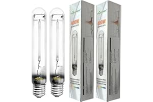 Vegelumax 2-Pack 400W HPS Super Grow Light Bulb,High PAR Enhanced Red and Orange Spectrum for Horticulture Plant Growth Flourishing,CCT 2100K,Ultra Bright 55,000Lumens,E39 Base