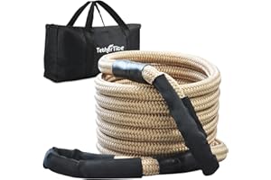 Tether Tite 7/8" x 20' Kinetic Recovery Tow Rope with Reinforced Loop (28,000lbs) Heavy Duty Energy Rope Offroad Snatch Strap for Jeep Car Vehicle Truck ATV UTV SUV, Brown
