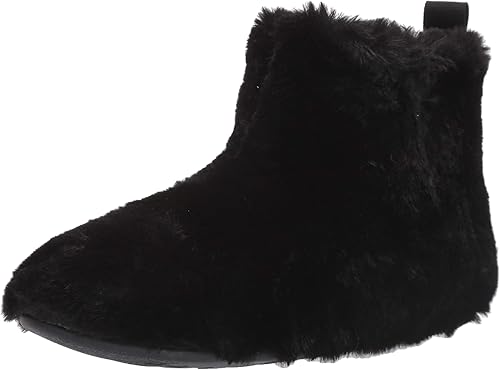 black fluffy slipper boots