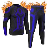 MEETWEE Men's Thermal Underwear Set, Winter Ski Gear Fleece Lined Long Johns Base Layer Warm Top & Bottom for Skiing Black