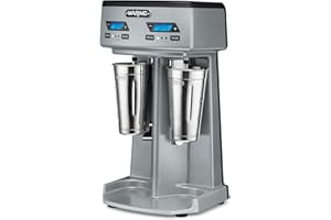 Waring Commercial WDM240TX Heavy-Duty Double Spindle Drink Mixer, Each Spindle Has Independent 1hp Motor, with Countdown Timer, Digital Display, Automatic Start/Stop, 120V, 5-15 Phase Plug, Silver