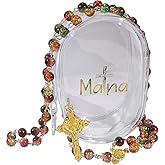 Handmade Original Catholic Rosary Necklace for Women Men, Crystal Rosary Bead Necklace with Crucifix and Miraculous Medal, 8mm Beads, 20.5inch Length, Perfect for Prayer, Gifts, Confirmation, Baptism, Amulet Religious Jewelry, Gift with Storage Bag