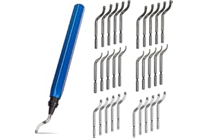 STARVAST 30Pcs Metal Deburring Tool, Deburring Blades Kit with Swivel Handle, Pipe Deburring Tool for Soft Metal (Aluminum, Copper), Wood, Plastic and Steel Burr Removing