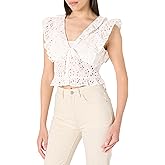 The Drop Womens Margo Tie Front Ruffle Detail Sleeveless Blouse