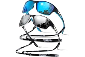 suoso Polarized Sports Sunglasses for Men: UV400 Protection Glasses Womens Wrap Around Goggles for Driving Fishing