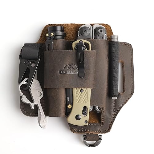 topstache Leather Multitool Sheath,EDC Belt Organizer for Work and Daily  Use,Leatherman Sheath,EDC Pocket Organizer for Flashlight and  Multitool,Gifts