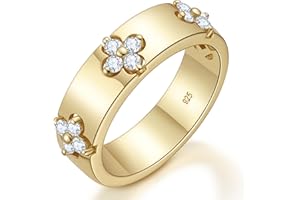 TIMELESSTAR Lab-Grown Emerald and Moissanite Clover Rings for Lucky Women|D Color VVS1 Clarity 3EX Cut|925 Sterling Silver 14K Gold Plated Non Tarnish