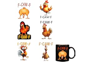 Funny F-Caw-F Chicken Stickers, 6PCS Crow Chicken Rooster Meme Decals, Waterproof Chicken Butt Decals Farm Animal Humor Vinyl