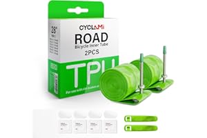 2-Pack CYCLAMI TPU Inner Tube 700C x 18/23/25/28/30/32C for Road Bike Tire Metal/Plastic Presta Valve Upgraded Durability Bicycle Tube 45/60/80MM Length of French Valve