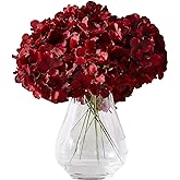 KISLOHUM Hydrangea Silk Flowers Heads with 10 Stems Burgundy Artificial Hydrangea Flower Head for Wedding Centerpieces Bouquets DIY Floral Decor Home Decoration