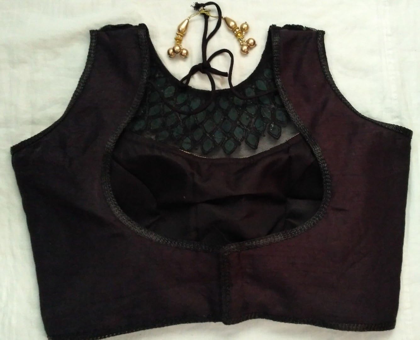 women ethnic women's silk cotton saree blouse (black_free size)