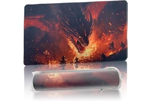 PARTYPDA MTG Playmat TCG DND Game Mat Playmat Without Zones, Locking Edge Design, Non-Slip and Durable(Dark Dragon)