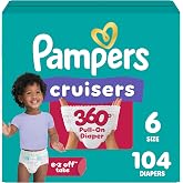 Pampers Diapers - Cruisers 360 - Size 6, 104 Count, up to 100% Leakproof Pull-On Diaper for Active Babies