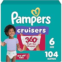 Pampers Diapers - Cruisers 360 - Size 6, 104 Count, Babyproof up to 100% Leakproof Pull-On Diaper