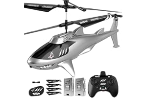 DEERC RC Helicopter for Kids, Remote Control Helicopter, Unique Design Shark Toy Helicopter with 26 Mins Flight (2 Batteries), LED Lights, Altitude Hold, Birthday Idea for Boys 8-12