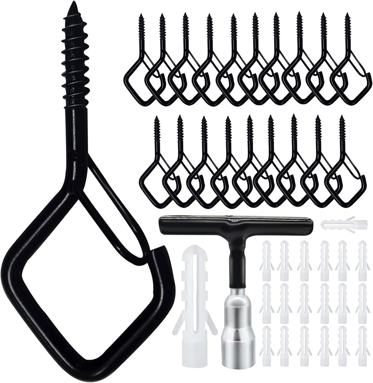 Outdoor Hanging Brackets - Ticway 20 PCS Q-Hanger Hooks for String Lights,Ceiling Hooks for Hanging Plants,Screw Hooks for Wind Chimes,Bird Feeder,Lanterns,Christmas Decorations Outdoor String Lights Hooks(Square Hanger)